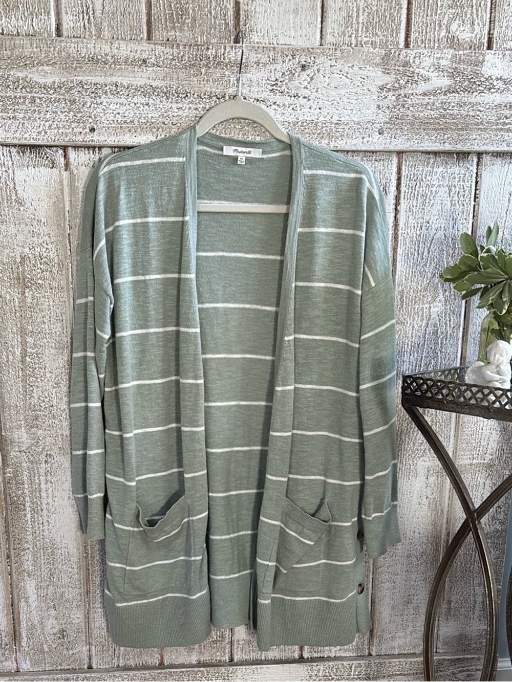 Madewell Striped Marlton Side Button Cardigan
